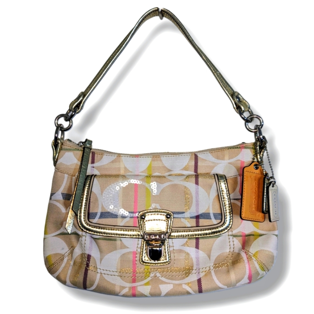 Coach | Retro Leather Canvas Tan Red Beige Handbag Tote Bundle - Picture 6 of 7